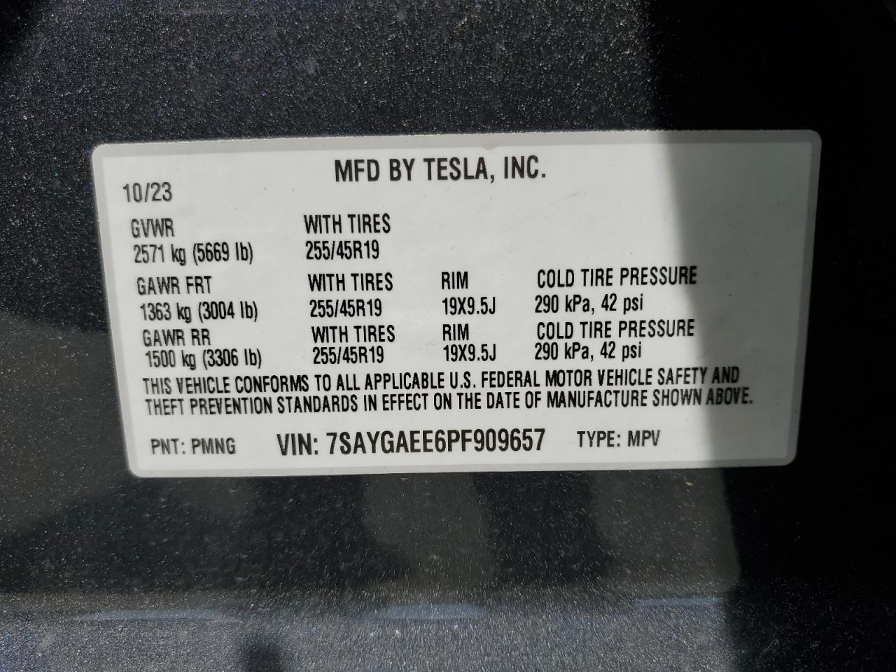 2023 TESLA MODEL Y VIN:7SAYGAEE6PF909657