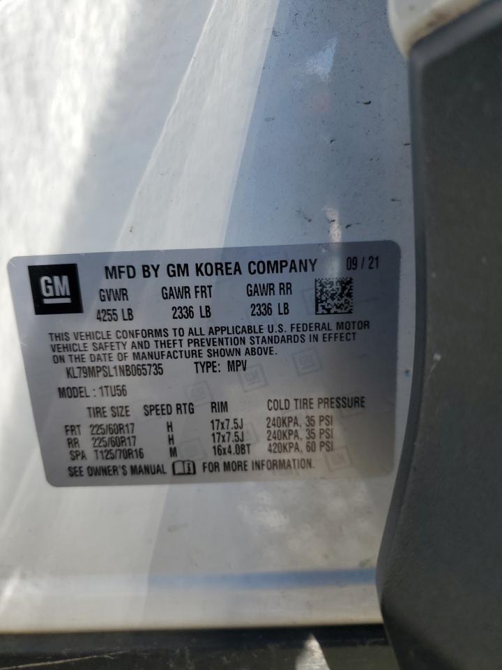 2022 CHEVROLET TRAILBLAZER LT VIN:KL79MPSL1NB065735