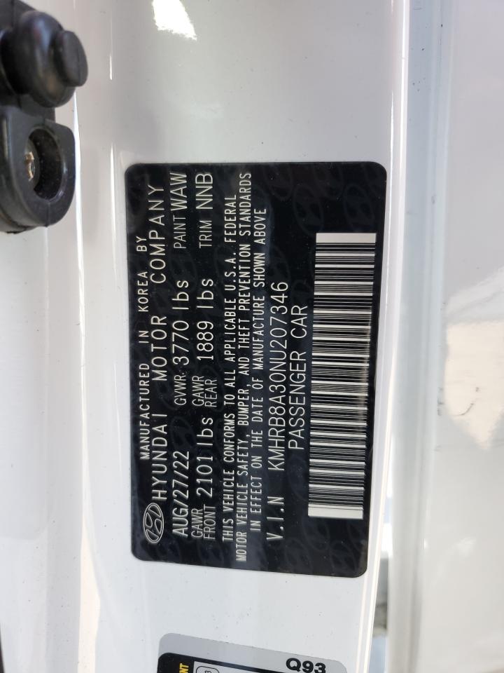 2022 HYUNDAI VENUE SE VIN:KMHRB8A30NU207346
