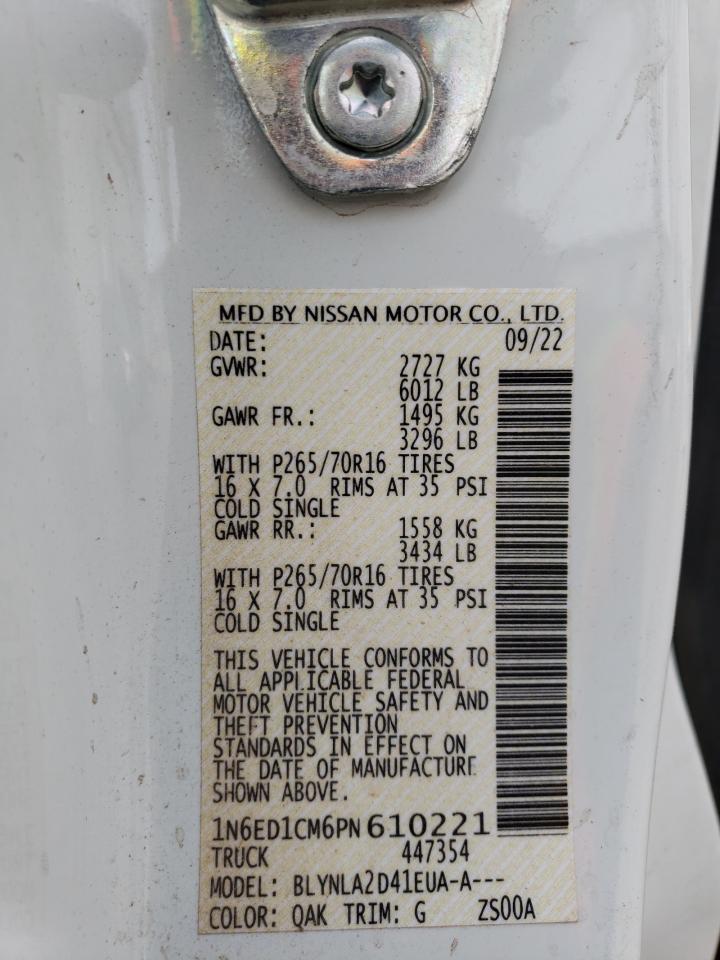 2023 NISSAN FRONTIER S VIN:1N6ED1CM6PN610221