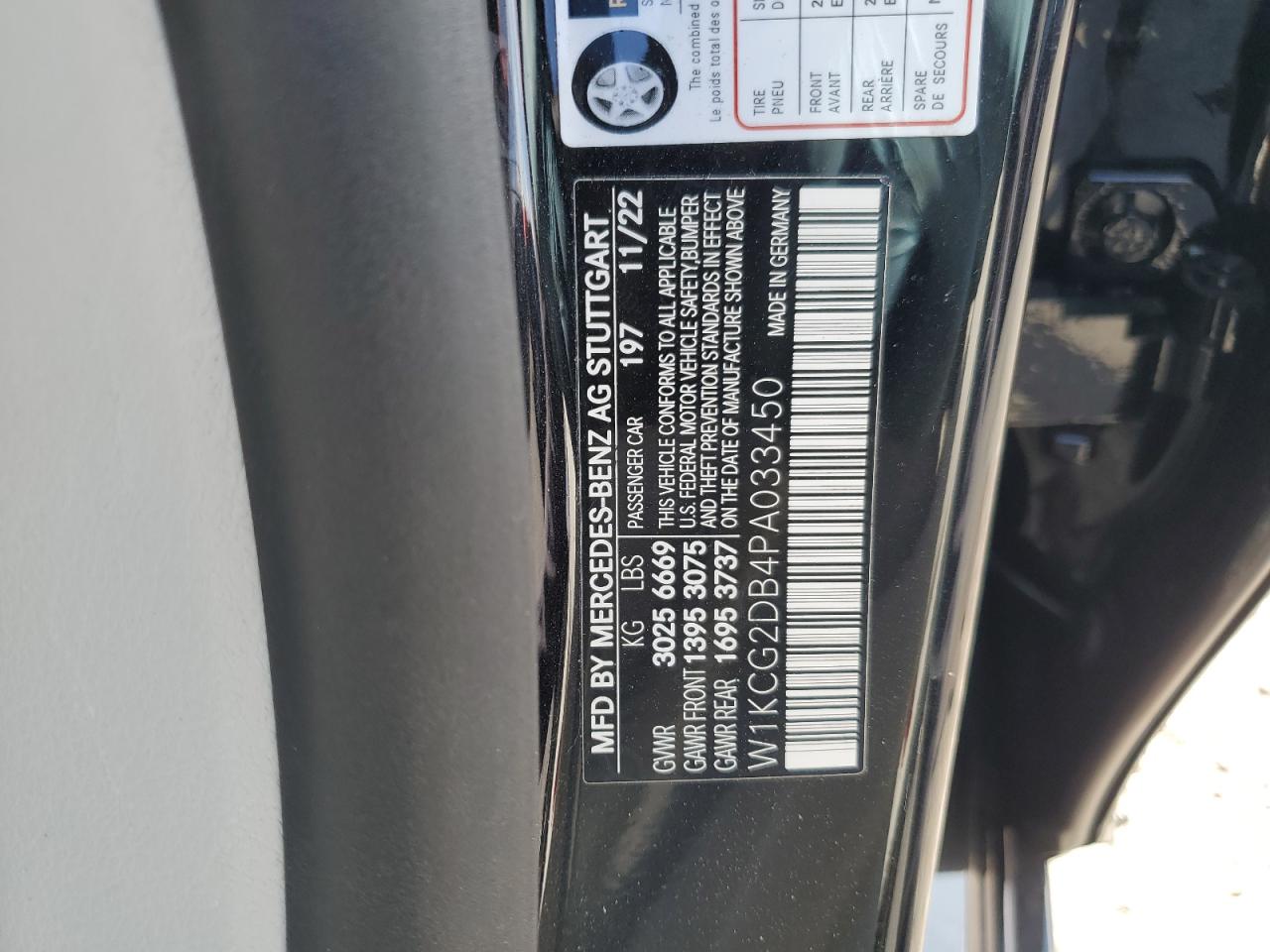 2023 MERCEDES-BENZ EQS SEDAN 450+ VIN:W1KCG2DB4PA033450