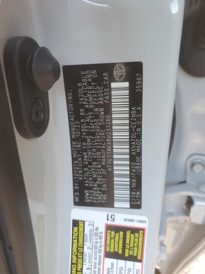 2024 TOYOTA CAMRY LE VIN:4T1C11AK4RU211266