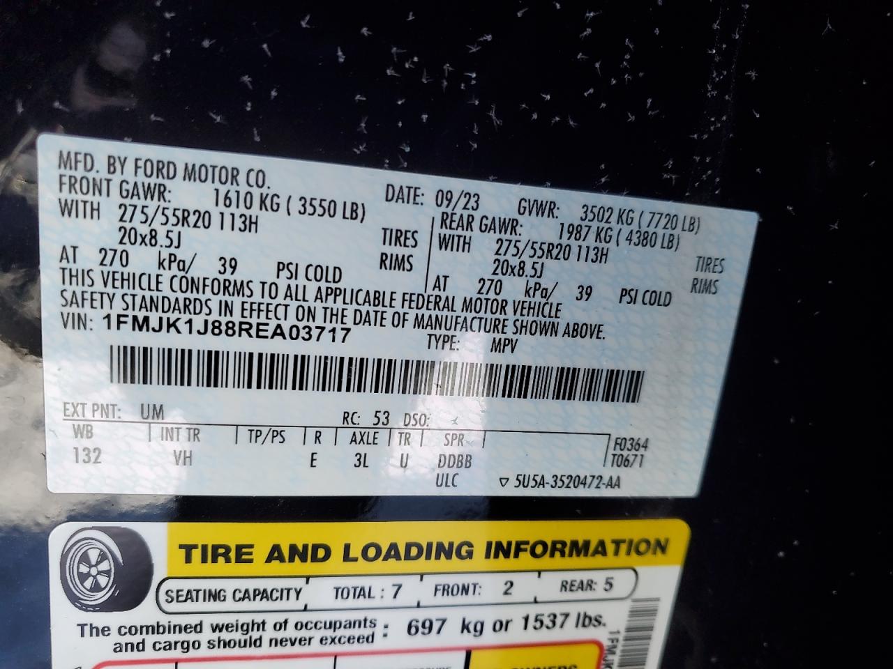 2024 FORD EXPEDITION MAX XLT VIN:KL77LGE28RC231648