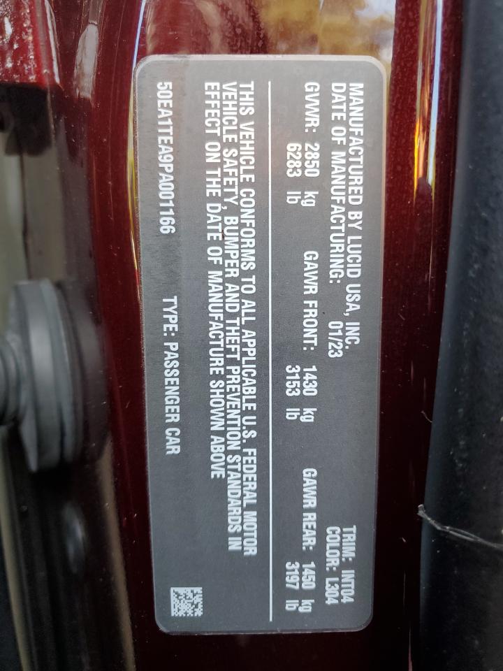 2023 LUCID MOTORS AIR TOURING VIN:50EA1TEA9PA001166