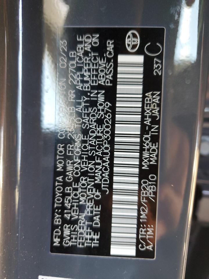 2023 TOYOTA PRIUS LE VIN:JTDACAAU0P3002679