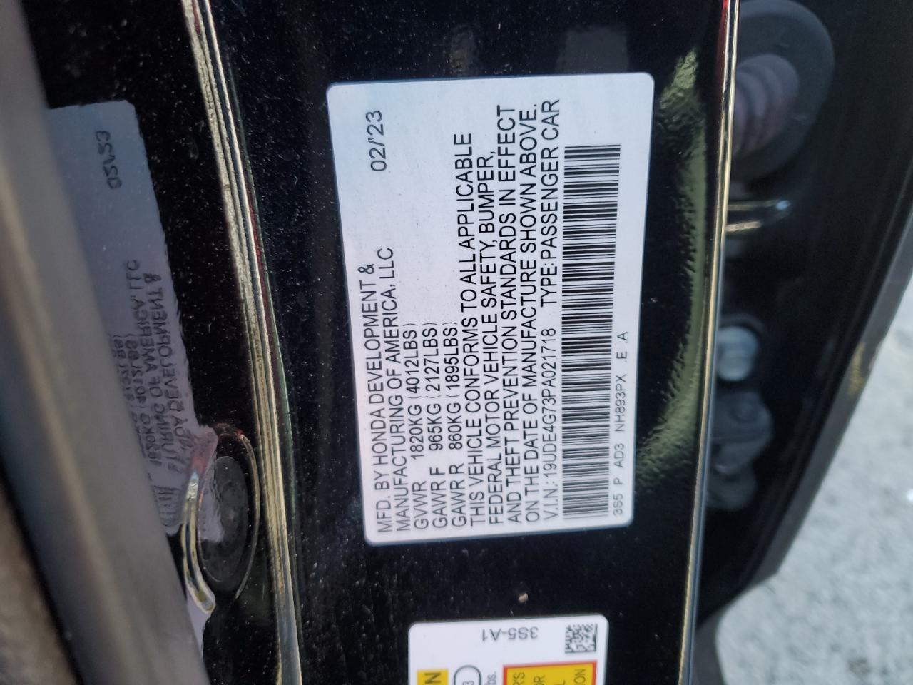 2023 ACURA INTEGRA A-SPEC TECH VIN:19UDE4G73PA021718