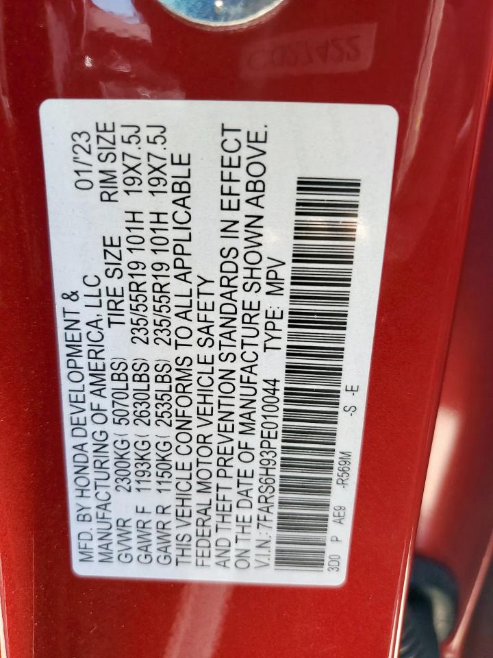 2023 HONDA CR-V SPORT TOURING VIN:7FARS6H93PE010044