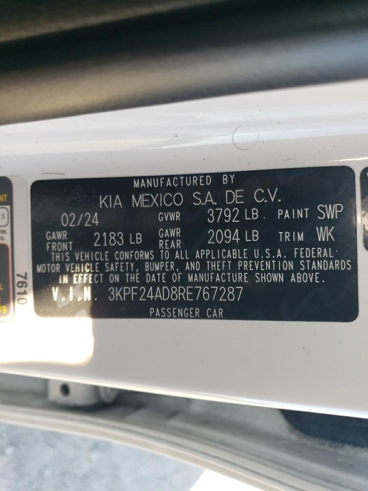 2024 KIA FORTE LX VIN:3KPF24AD8RE767287