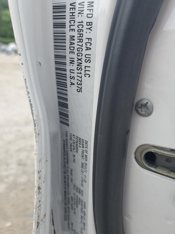 2022 RAM 1500 CLASSIC SLT VIN:1C6RR7GGXNS177375