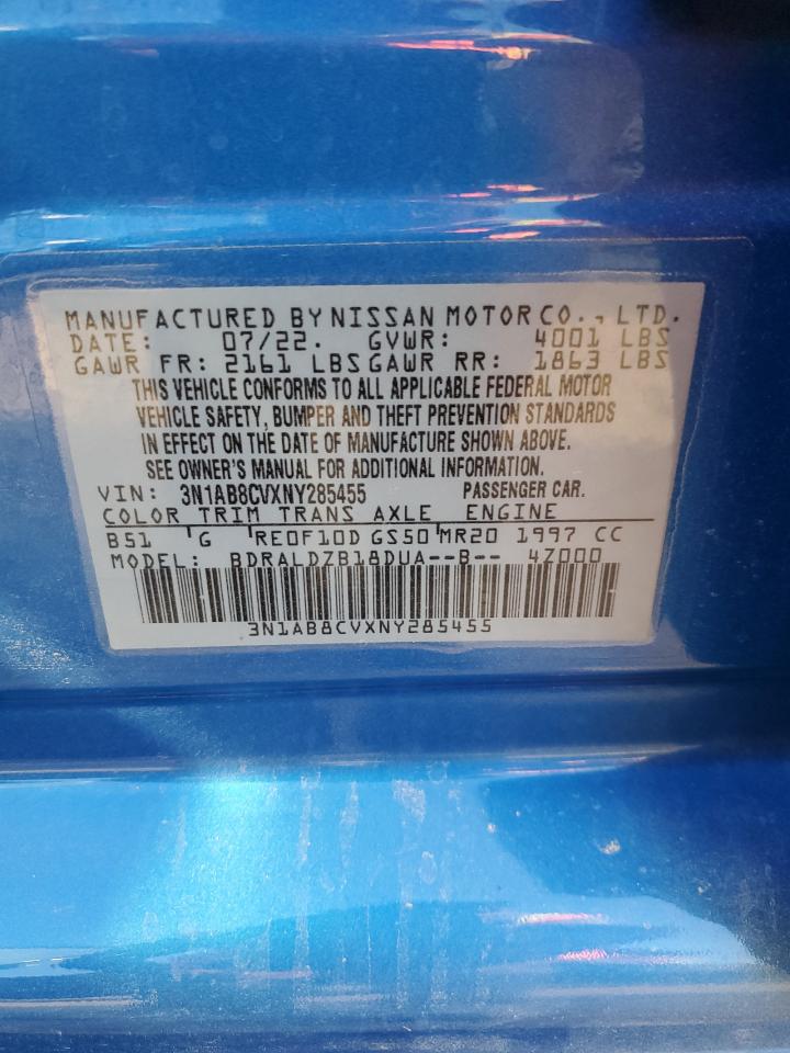 2022 NISSAN SENTRA SV VIN:3N1AB8CVXNY285455