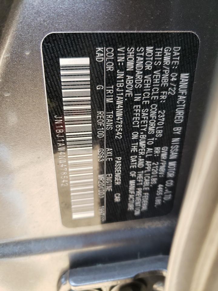 2022 NISSAN ROGUE SPORT S VIN:JN1BJ1AW4NW478542