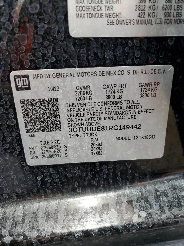 2024 GMC SIERRA K1500 SLT VIN:3GTUUDE81RG149442