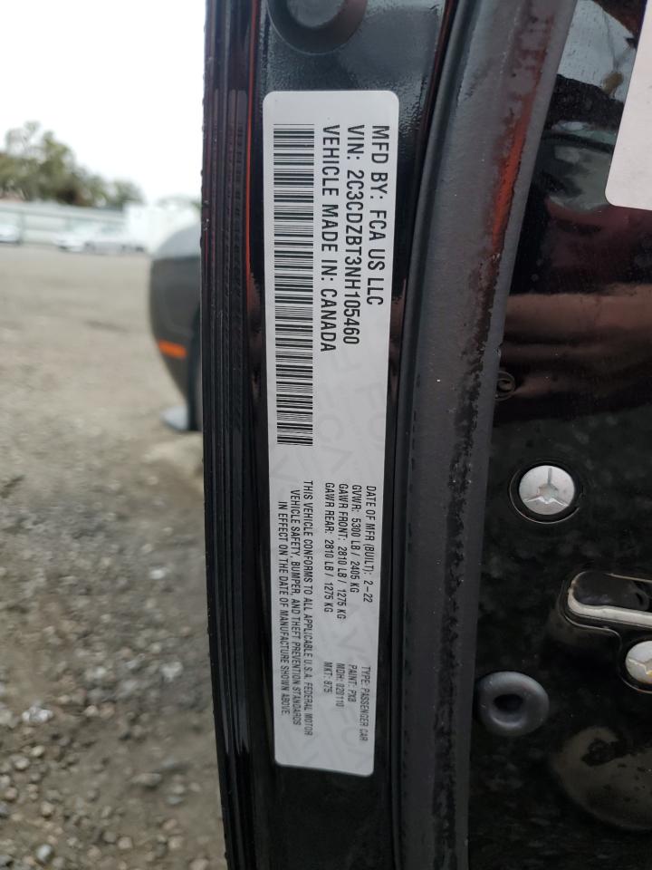 2022 DODGE CHALLENGER R/T VIN:2C3CDZBT3NH105460