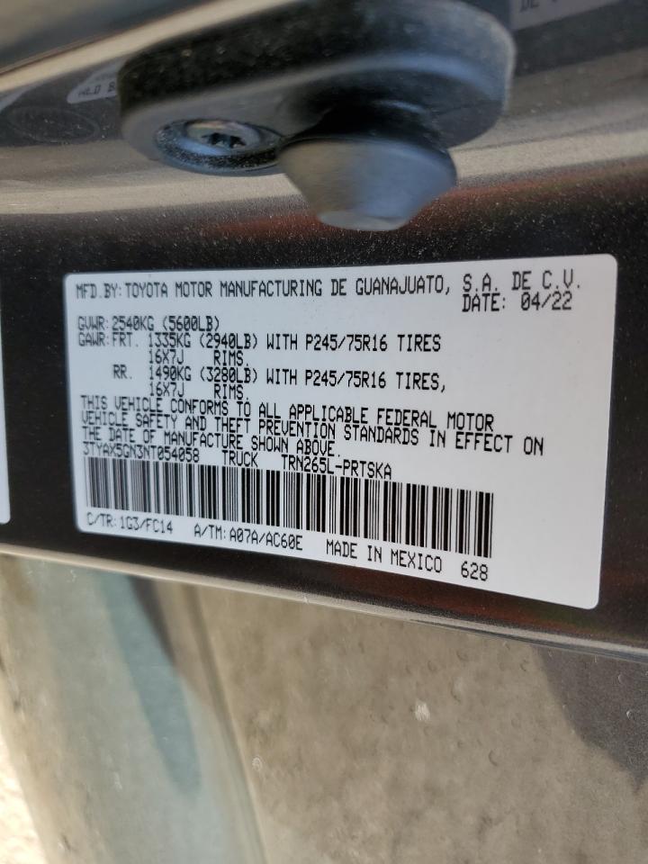 2022 TOYOTA TACOMA DOUBLE CAB VIN:3TYAX5GN3NT054058