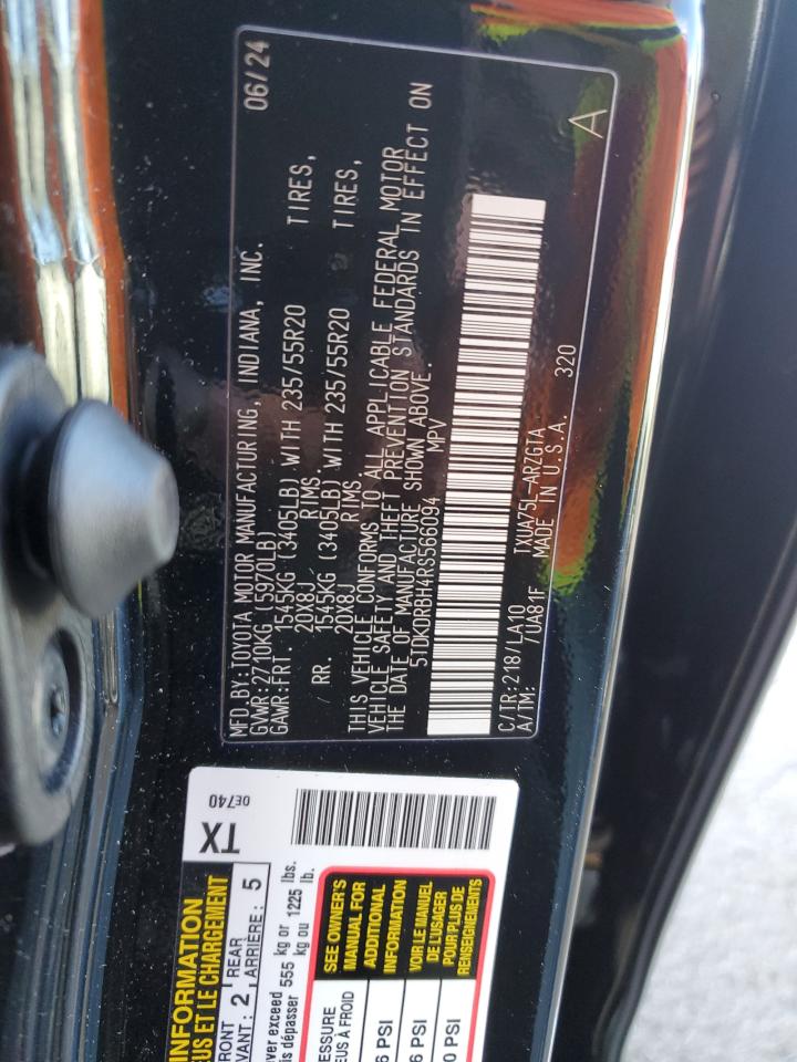 2024 TOYOTA HIGHLANDER LE VIN:5TDKDRBH4RS566094