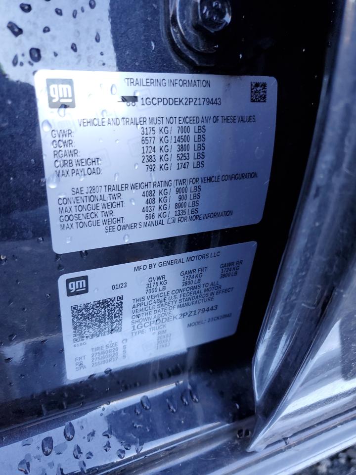 2023 CHEVROLET SILVERADO K1500 LT VIN:1GCPDDEK2PZ179443