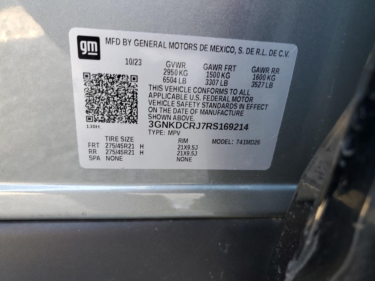 2024 CHEVROLET BLAZER RS VIN:3GNKDCRJ7RS169214