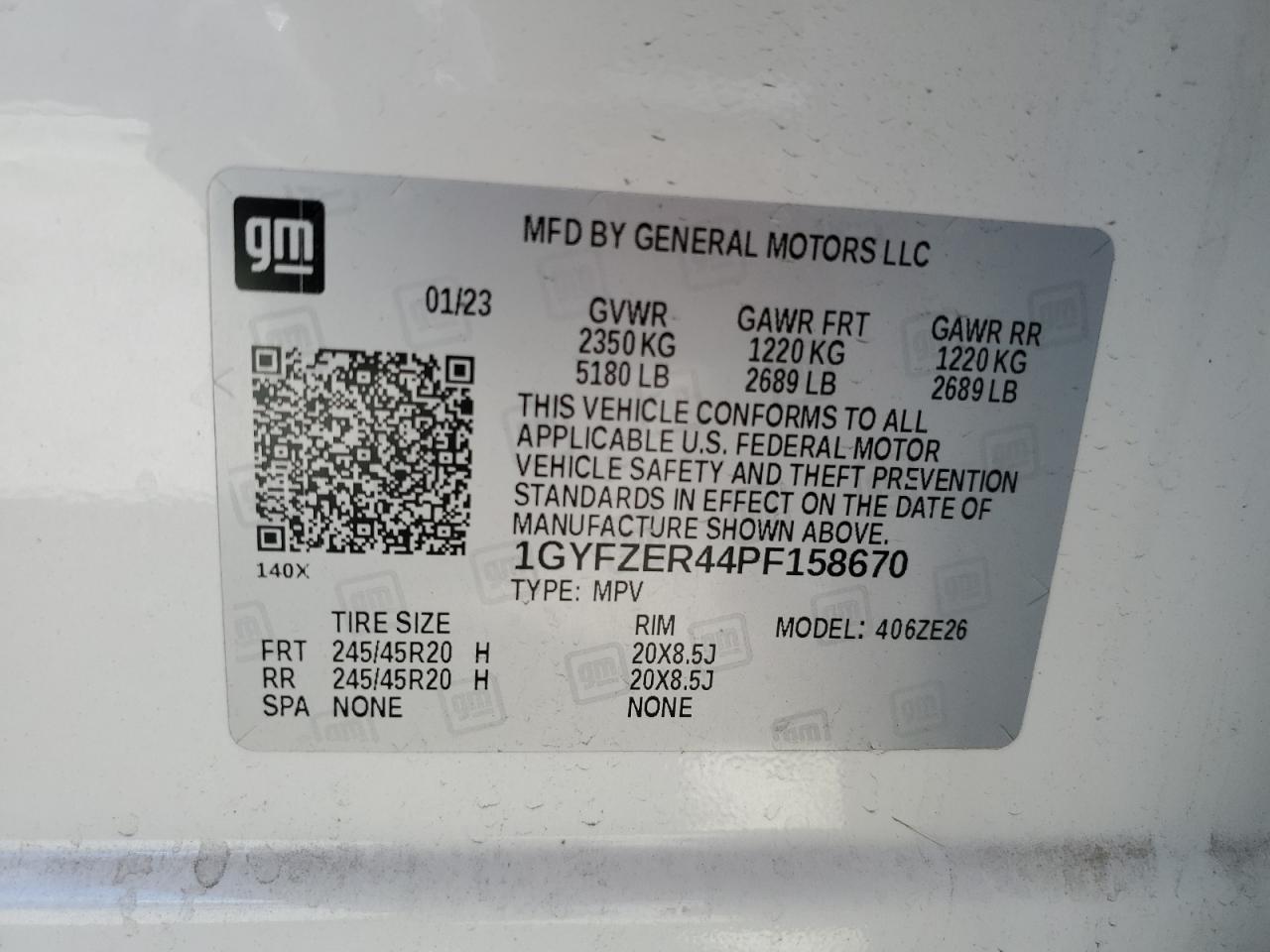 2023 CADILLAC XT4 SPORT VIN:1GYFZER44PF158670