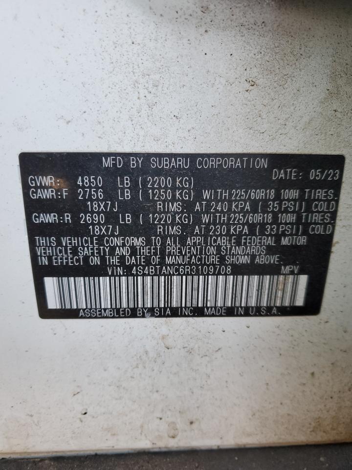 2024 SUBARU OUTBACK LIMITED VIN:4S4BTANC6R3109708