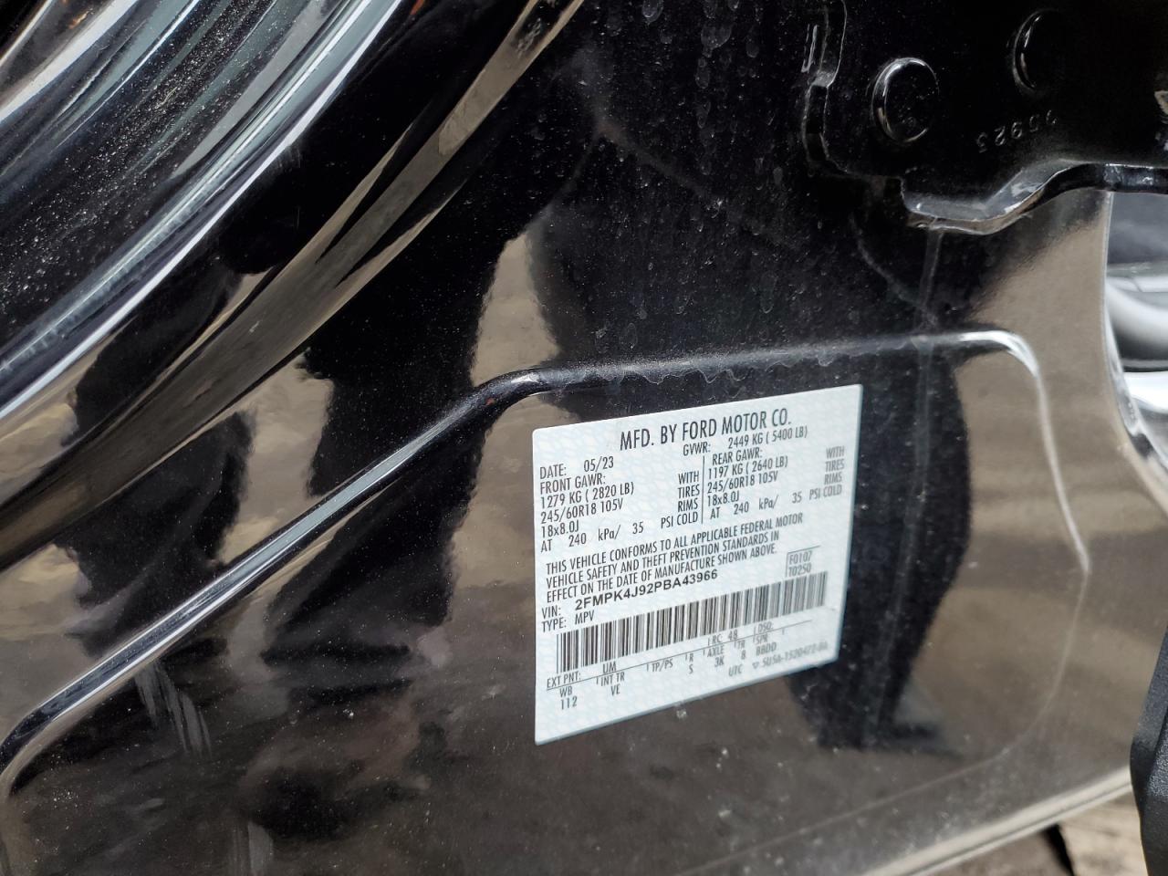 2023 FORD EDGE SEL VIN:2FMPK4J92PBA43966