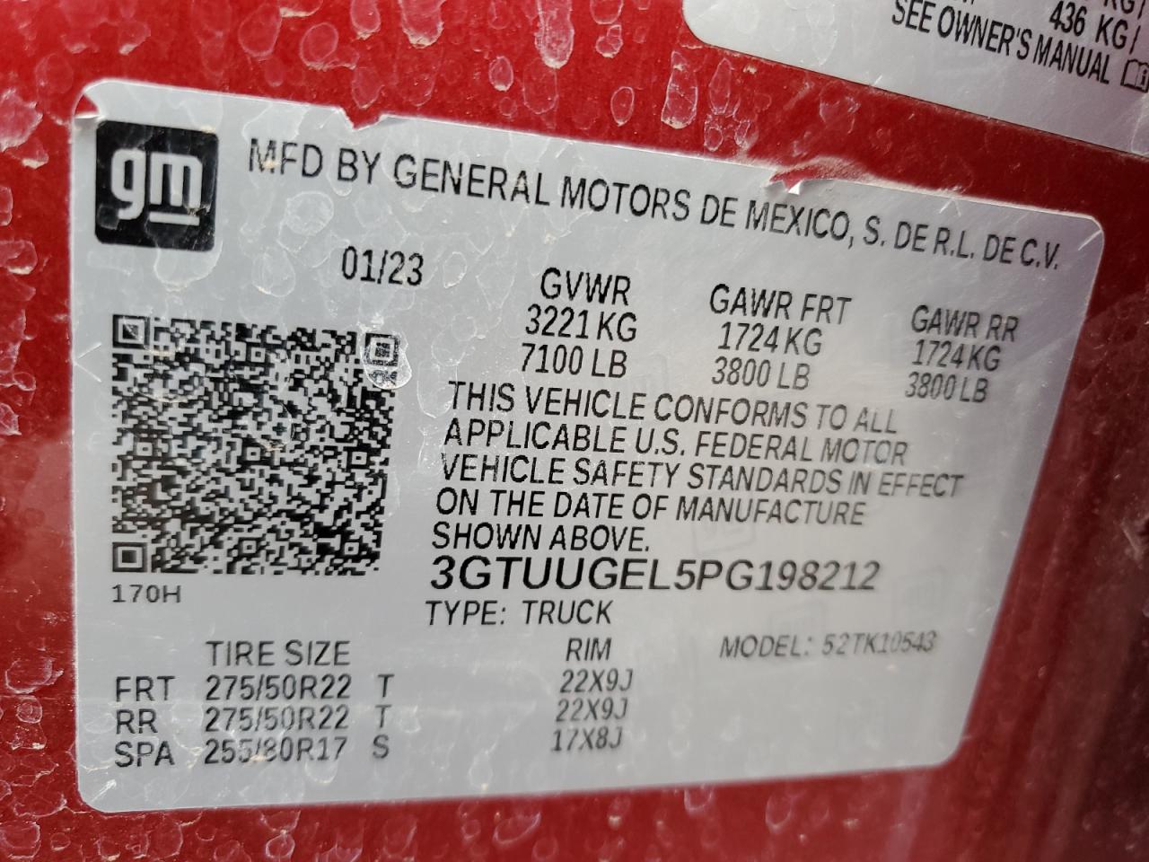 2023 GMC SIERRA K1500 DENALI VIN:3GTUUGEL5PG198212