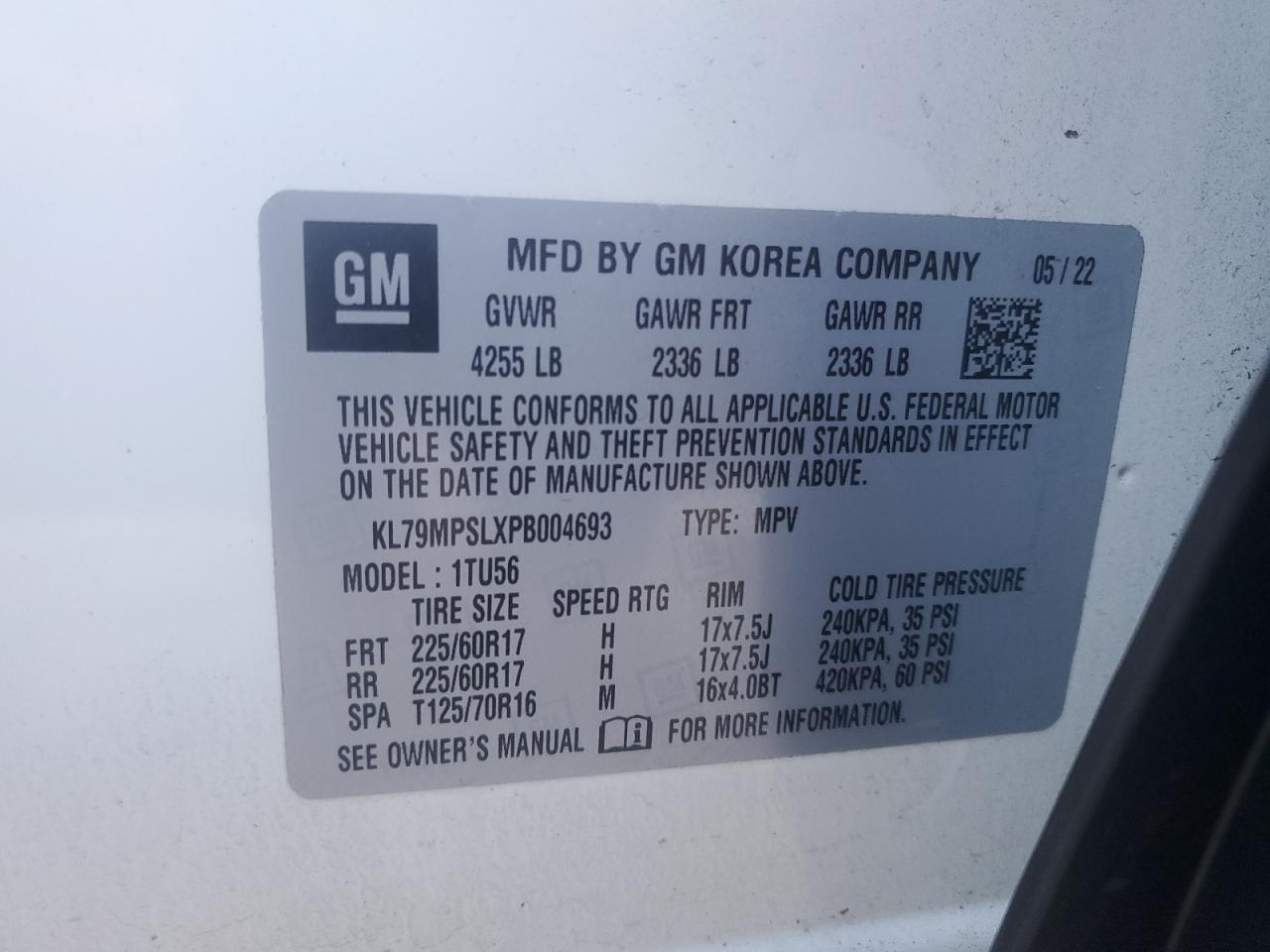 2023 CHEVROLET TRAILBLAZER LT VIN:KL79MPSLXPB004693