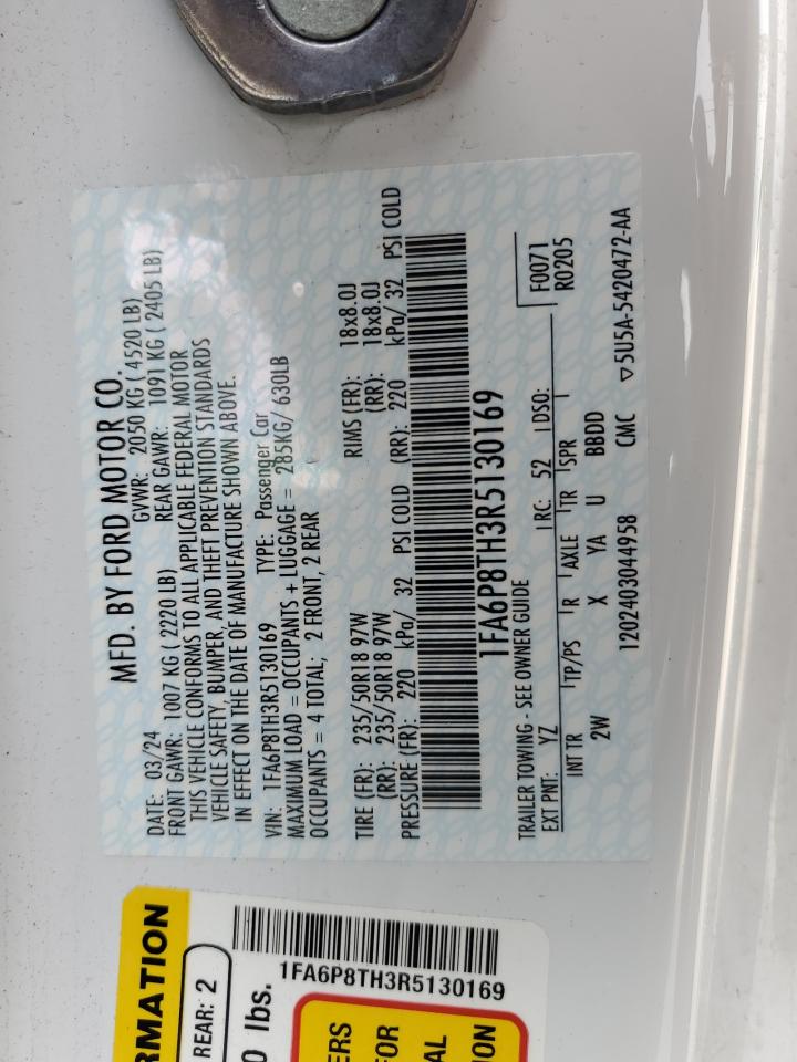 2024 FORD MUSTANG VIN:1FA6P8TH3R5130169