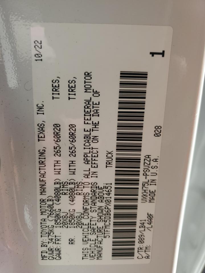 2023 TOYOTA TUNDRA CREWMAX PLATINUM VIN:5TFMC5DB6PX014651