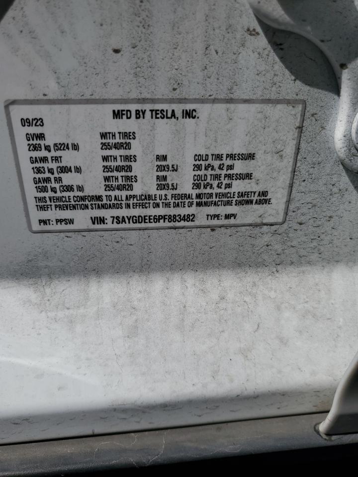 2023 TESLA MODEL Y VIN:7SAYGDEE6PF883482