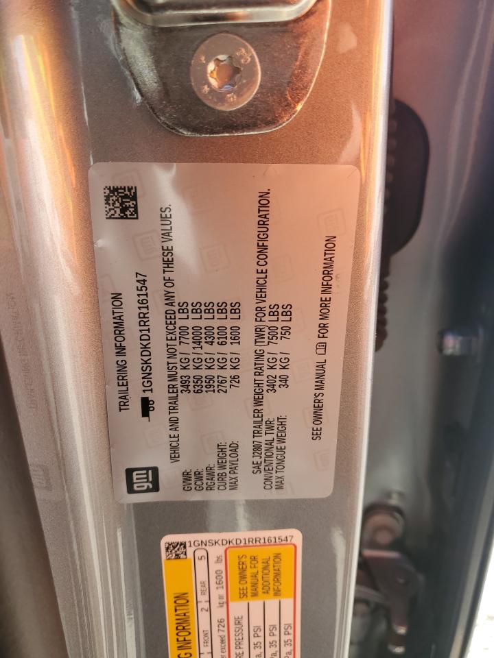 2024 CHEVROLET SUBURBAN K1500 Z71 VIN:1GNSKDKD1RR161547