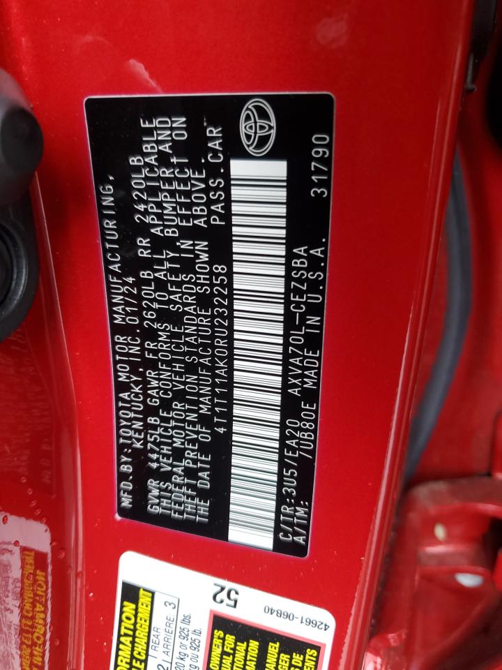 2024 TOYOTA CAMRY SE NIGHT SHADE VIN:4T1T11AK0RU232258