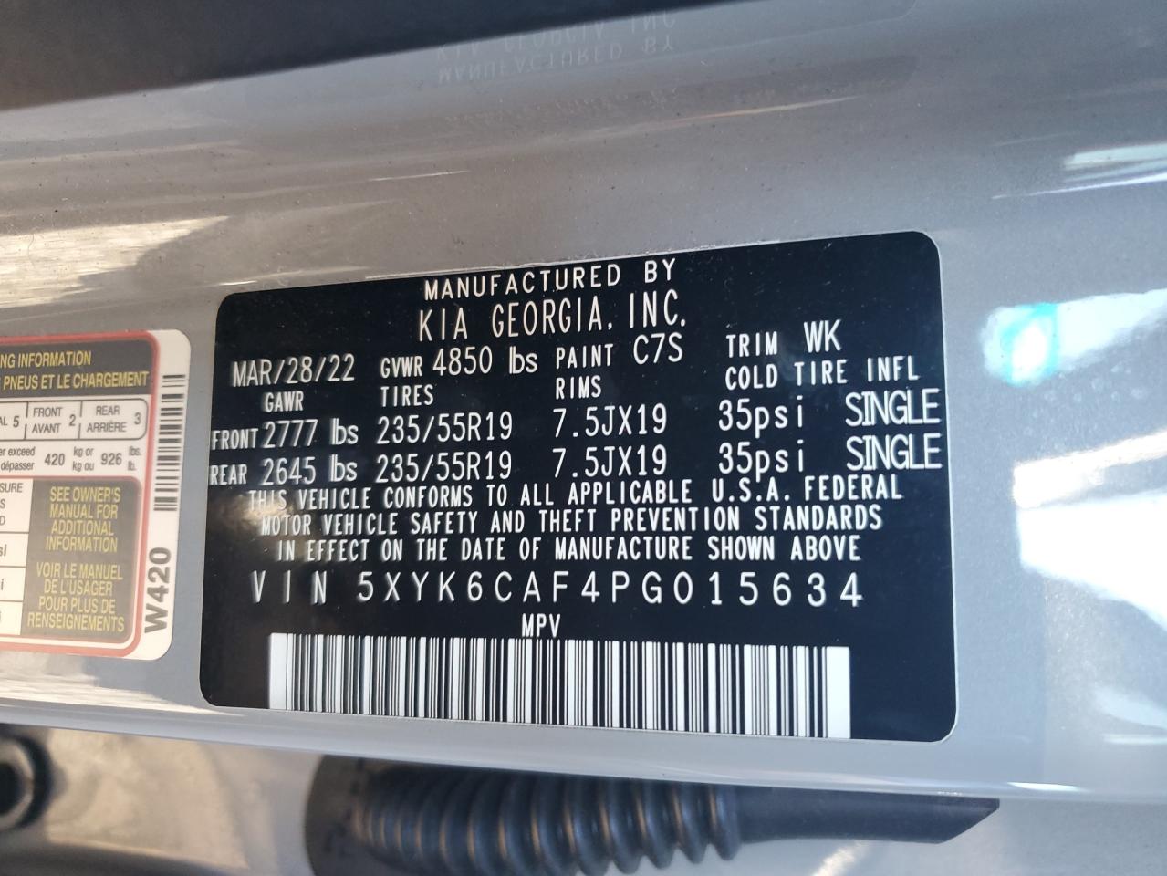 2023 KIA SPORTAGE X LINE VIN:5XYK6CAF4PG015634