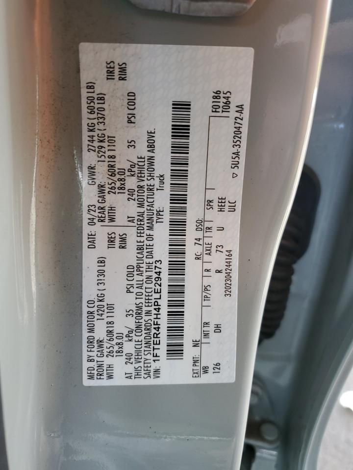 2023 FORD RANGER XL VIN:1FTER4FH4PLE29473