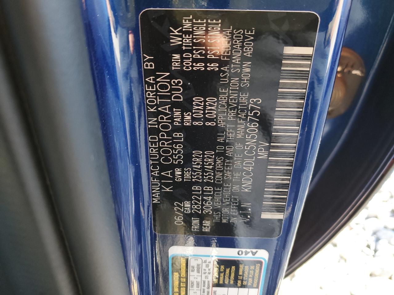 2022 KIA EV6 GT LINE VIN:KNDC4DLC5N5067573