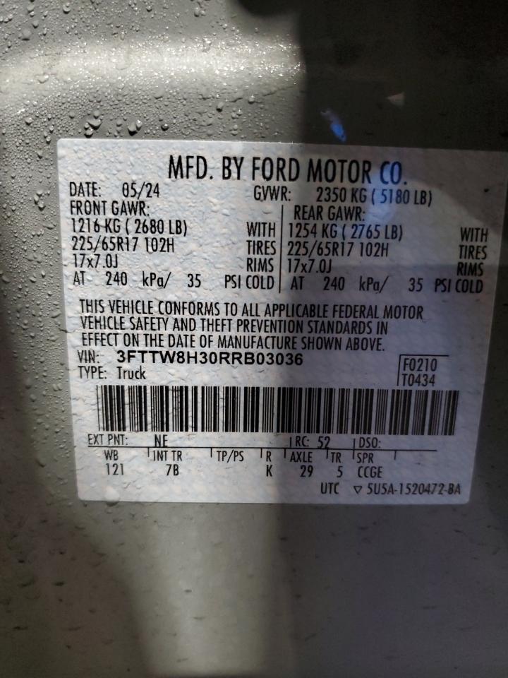 2024 FORD MAVERICK XLT VIN:3FTTW8H30RRB03036
