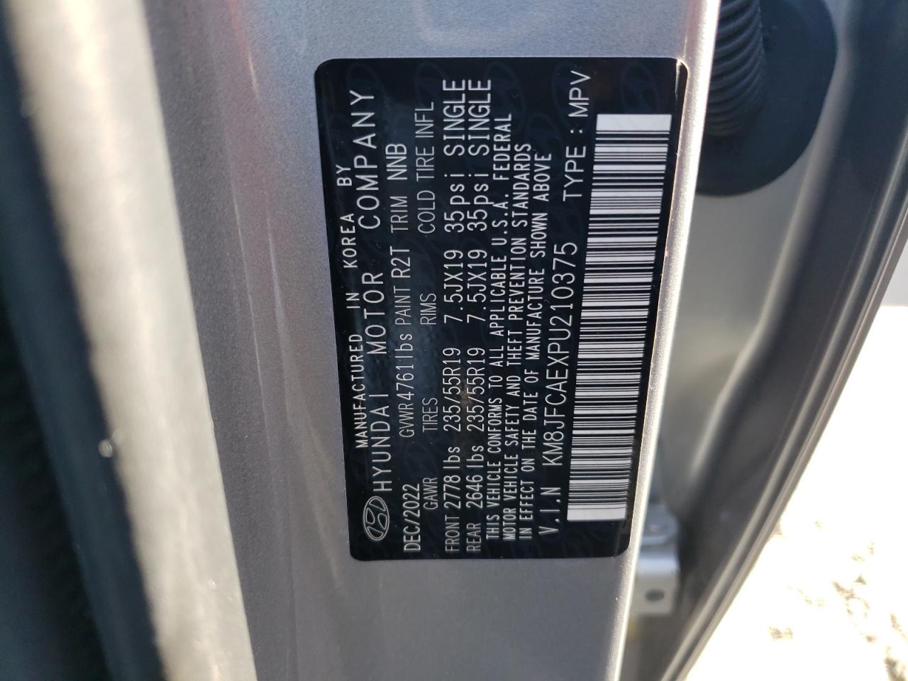 2023 HYUNDAI TUCSON N LINE VIN:KM8JFCAEXPU210375