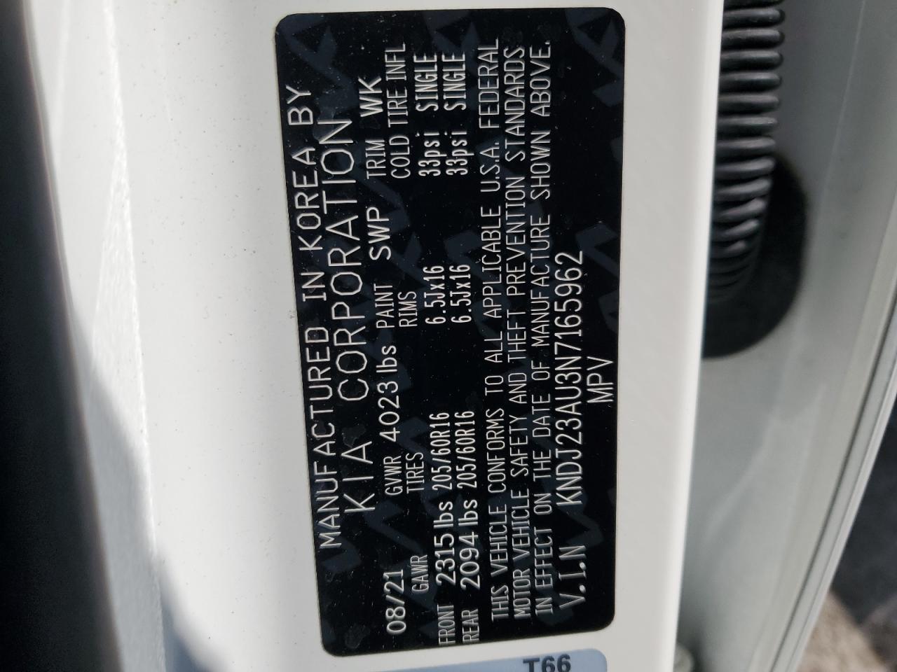 2022 KIA SOUL LX VIN:KNDJ23AU3N7165962