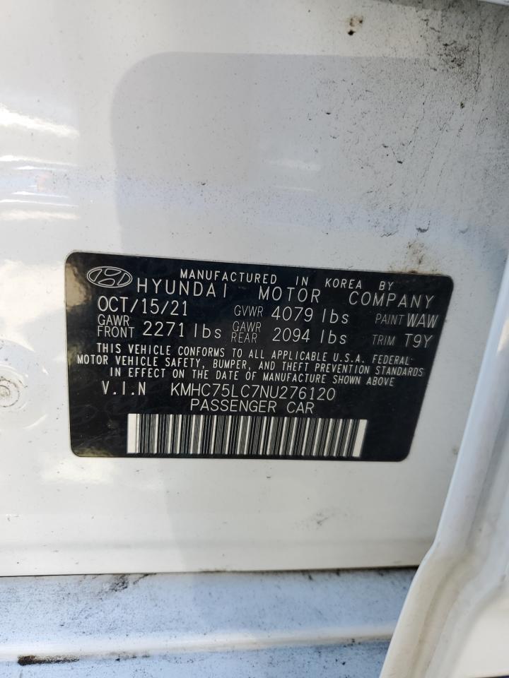 2022 HYUNDAI IONIQ SE VIN:KMHC75LC7NU276120
