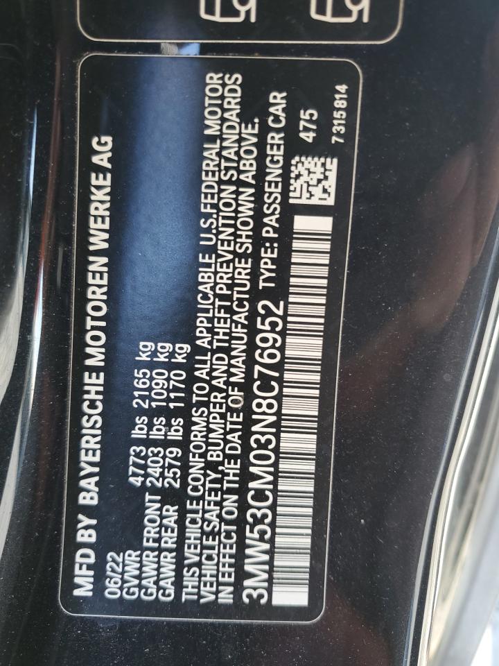 2022 BMW M240XI VIN:3MW53CM03N8C76952