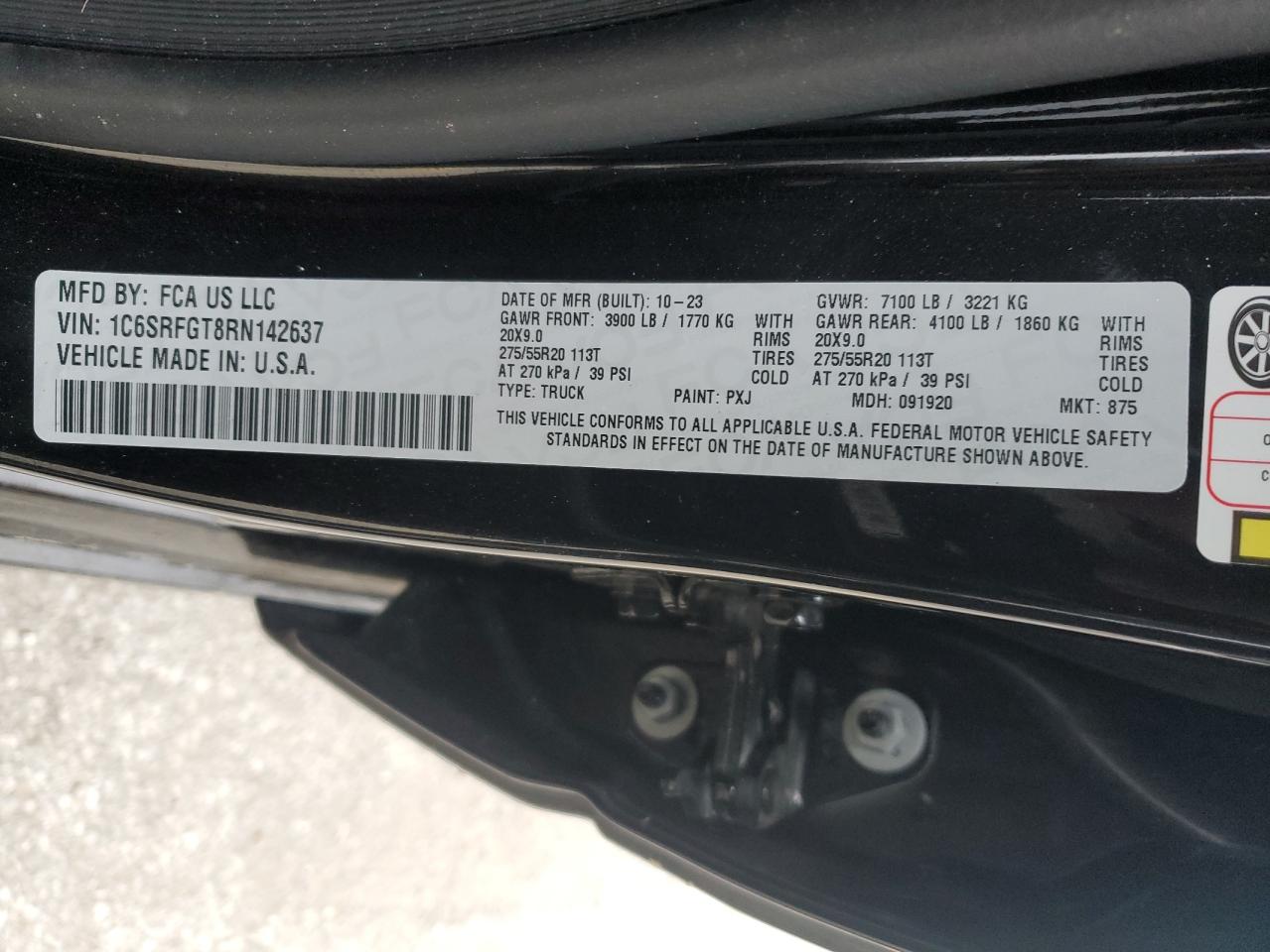 2024 RAM 1500 TRADESMAN VIN:1C6SRFGT8RN142637
