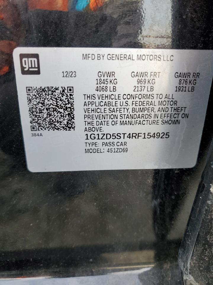 2024 CHEVROLET MALIBU LT VIN:1G1ZD5ST4RF154925