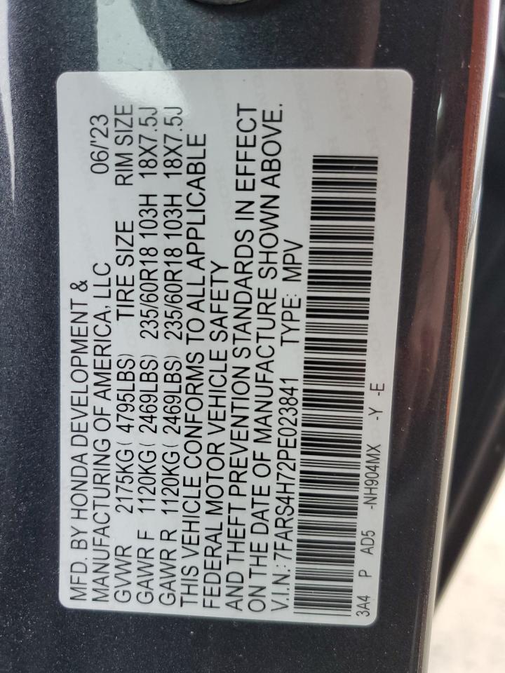 2023 HONDA CR-V EXL VIN:7FARS4H72PE023841