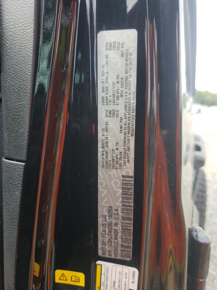 2022 JEEP GLADIATOR SPORT VIN:1C6HJTAG3NL140988