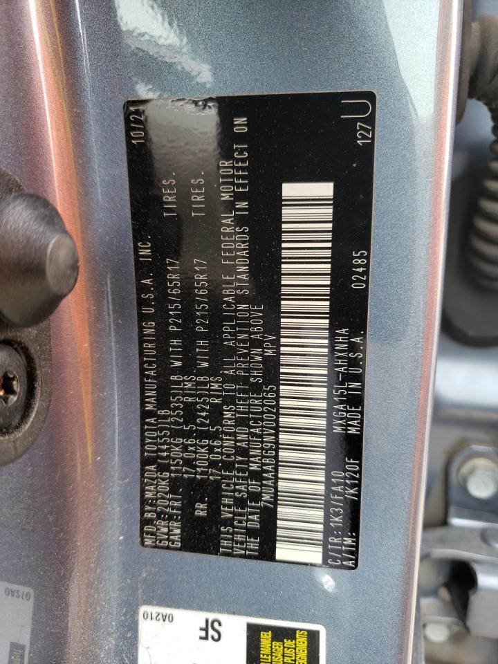 2022 TOYOTA COROLLA CROSS L VIN:7MUAAABG9NV002065