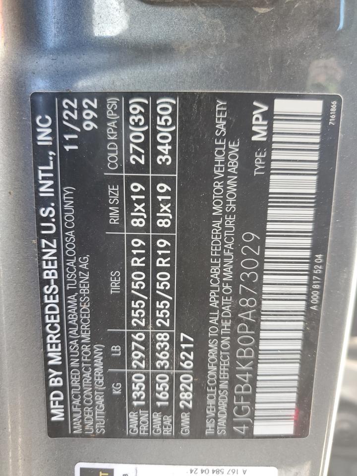 2023 MERCEDES-BENZ GLE 350 4MATIC VIN:4JGFB4KB0PA873029