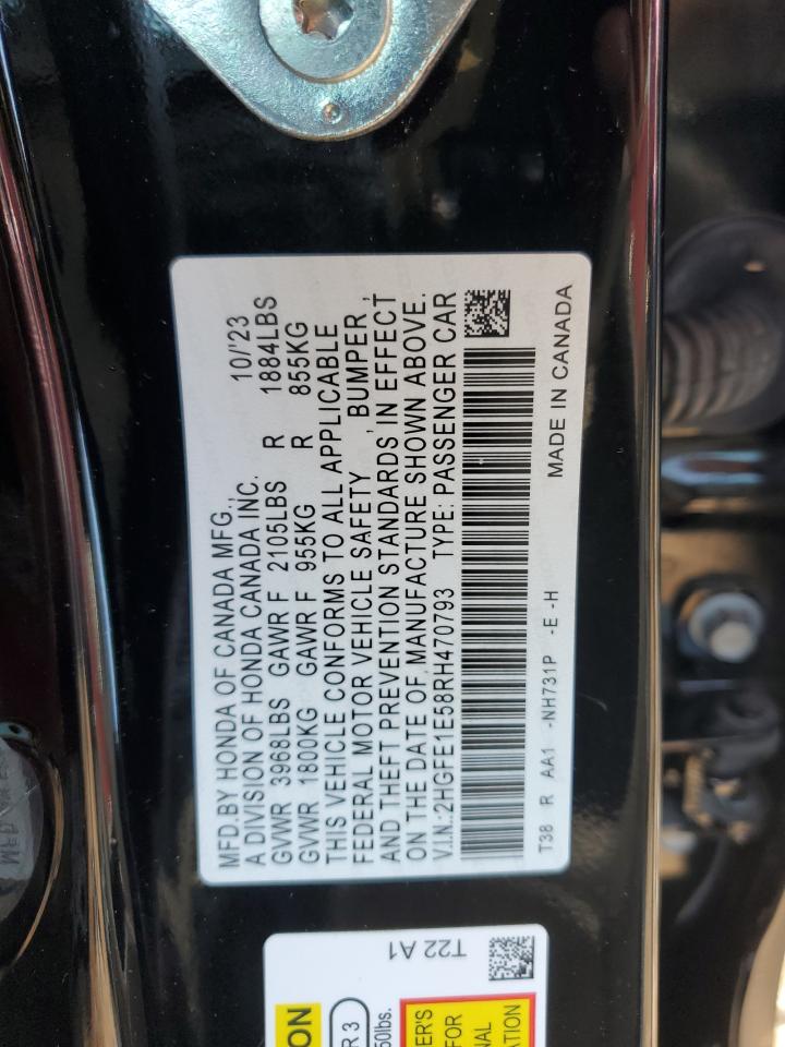 2024 HONDA CIVIC SI VIN:2HGFE1E58RH470793