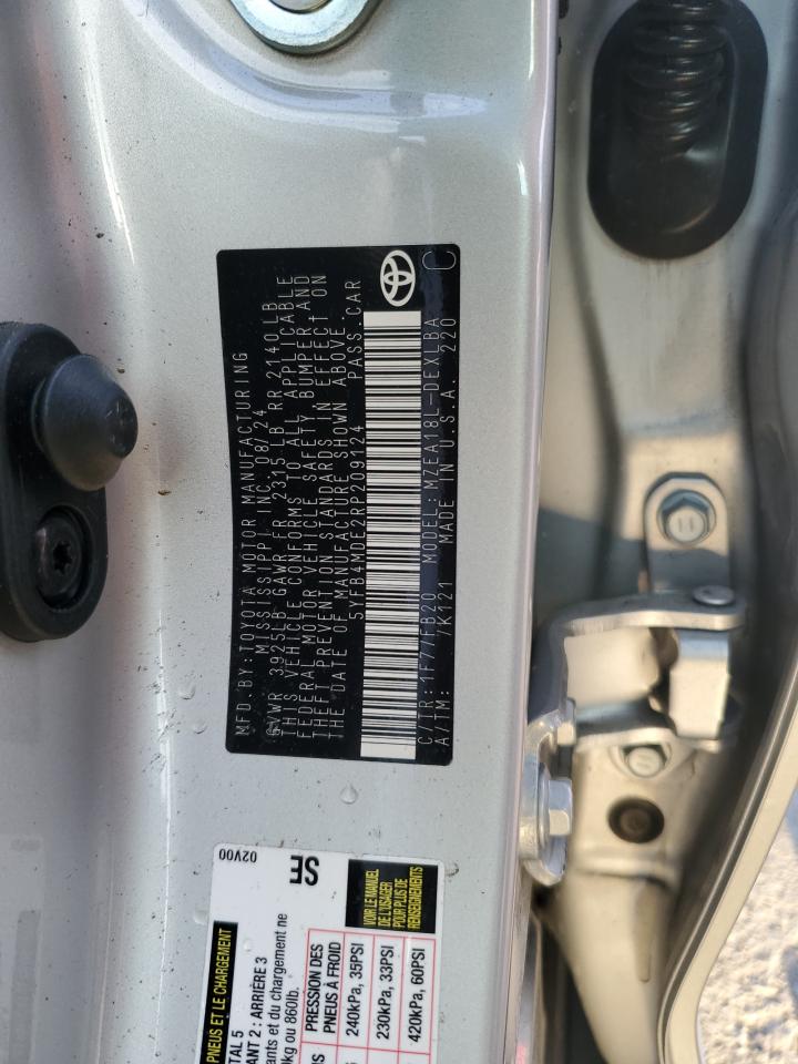 2024 TOYOTA COROLLA LE VIN:5YFB4MDE2RP209124
