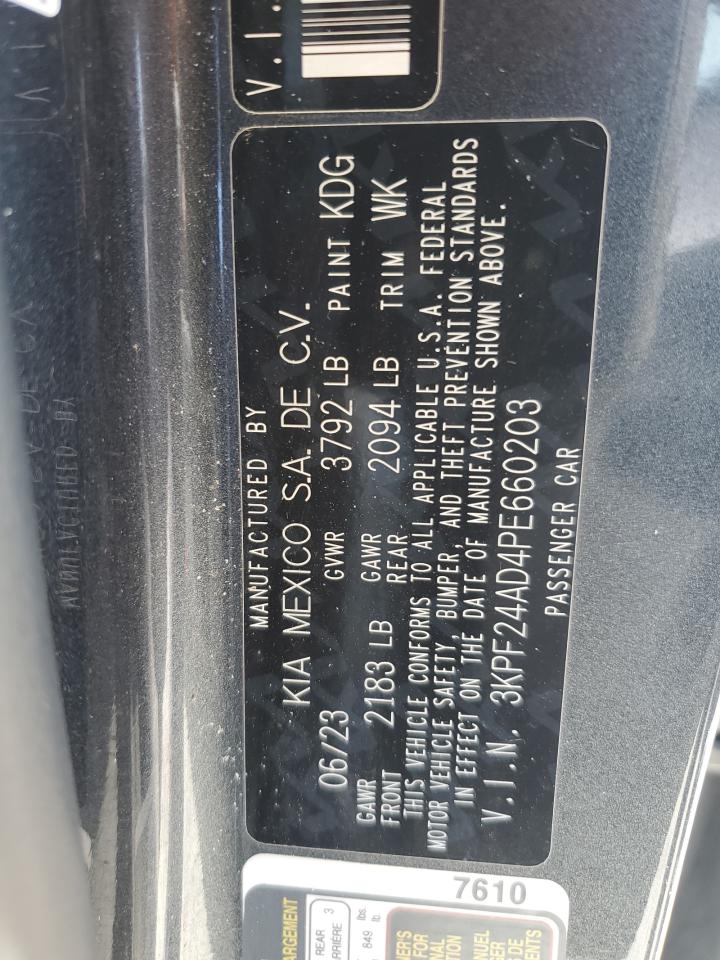 2023 KIA FORTE LX VIN:3KPF24AD4PE660203