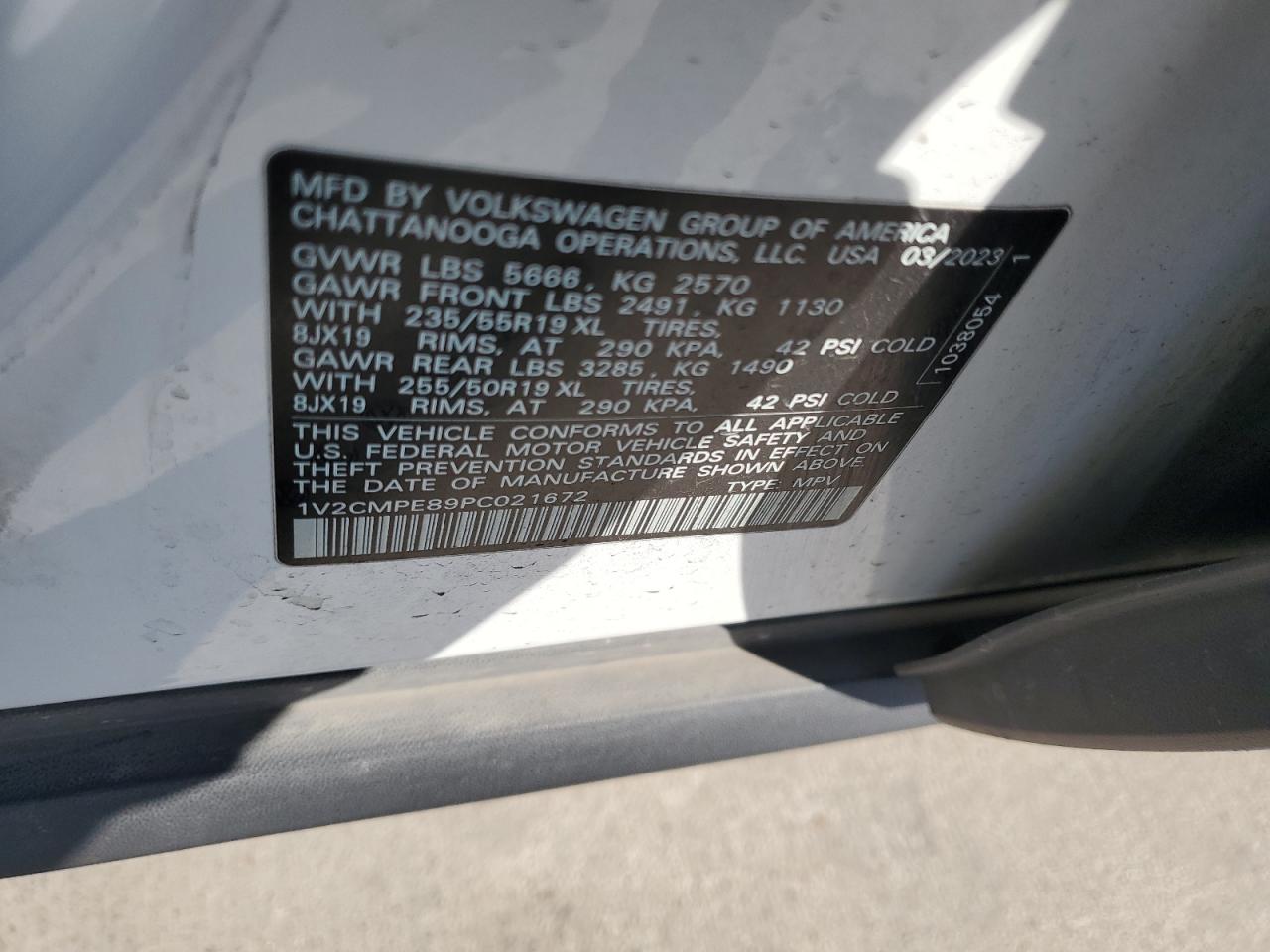 2023 VOLKSWAGEN ID.4 PRO VIN:1V2CMPE89PC021672