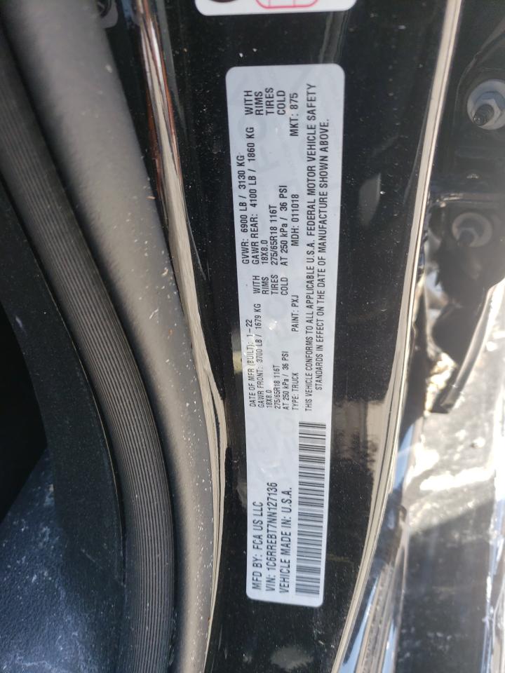 2022 RAM 1500 BIG HORN/LONE STAR VIN:1C6RREBT7NN127136